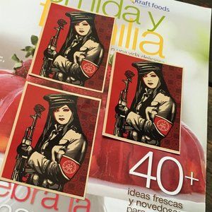 (3) obey stickers female soldier gun flower logo unused